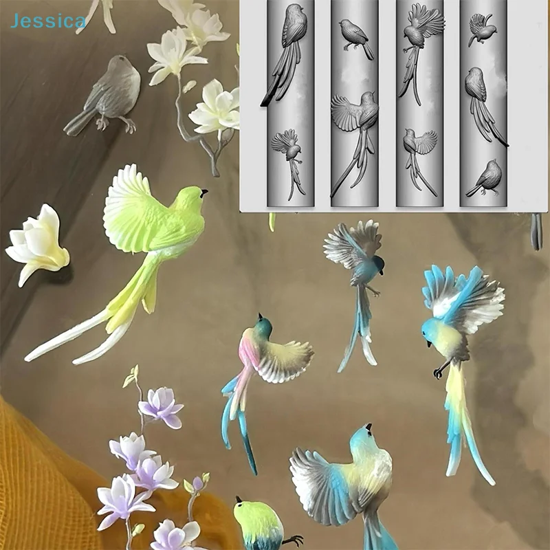 ♥ 3D 실리콘 네일 아트 몰드-리본 보우 발레 슈즈 리프 버드 디자인 DIY 네일 데코 투명 매니큐어 템플릿