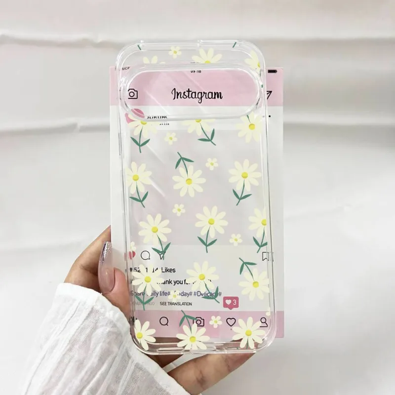 Luxury Daisy Sunflower Pattern Clear Soft TPU Phone Case Cover