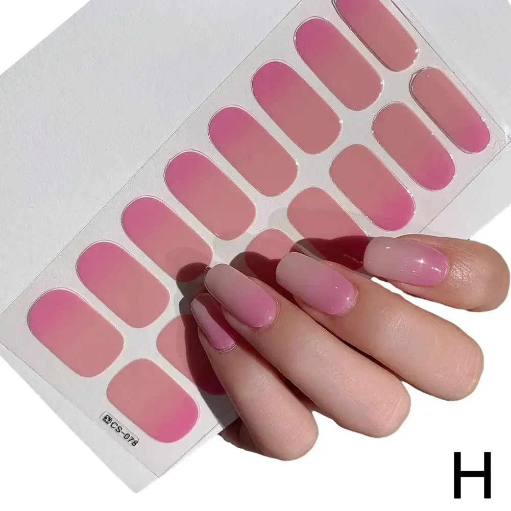 Pegatinas de uñas de gel semicuradas Puntas de uñas semihorneadas de color sólido Uñas con protección UV completa Necesita calcomanías Lámpara de pasta N0R7