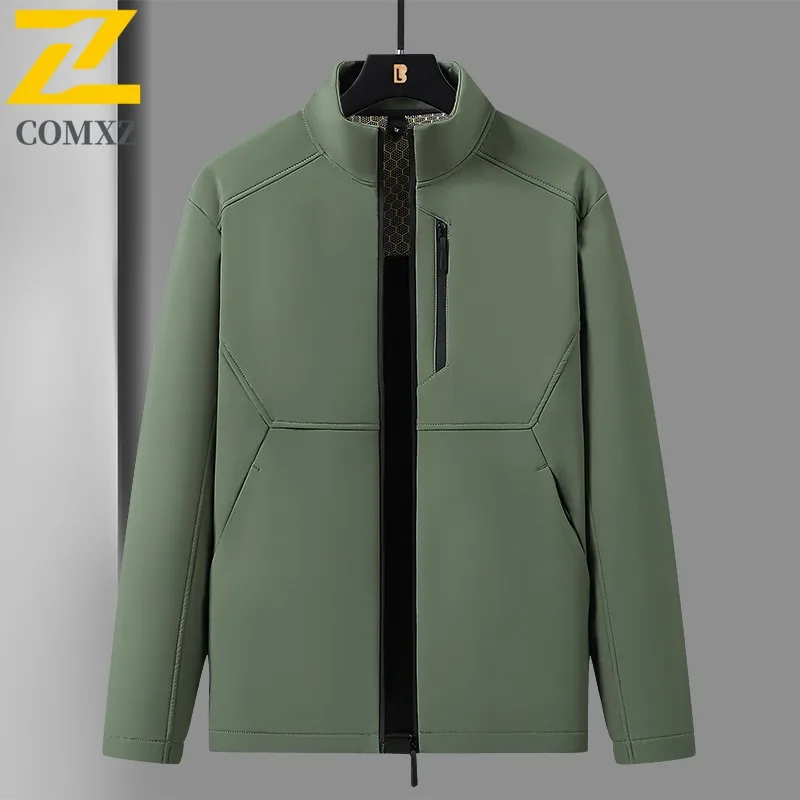 EiAO Stand-Collar Softshell Jacket Spring Windproof Waterproof Light Fleece Hiking Coat for Camping Fishing 2025 Multi-Season