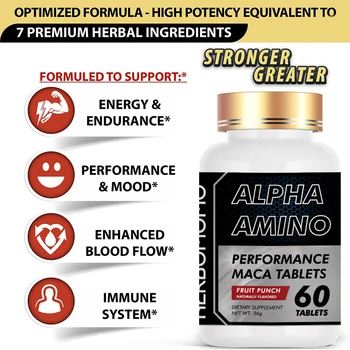 Strong erection for men pills, increase size & endurance, replenish energy, natural ALPHA AMINO supplement 60 tablets
