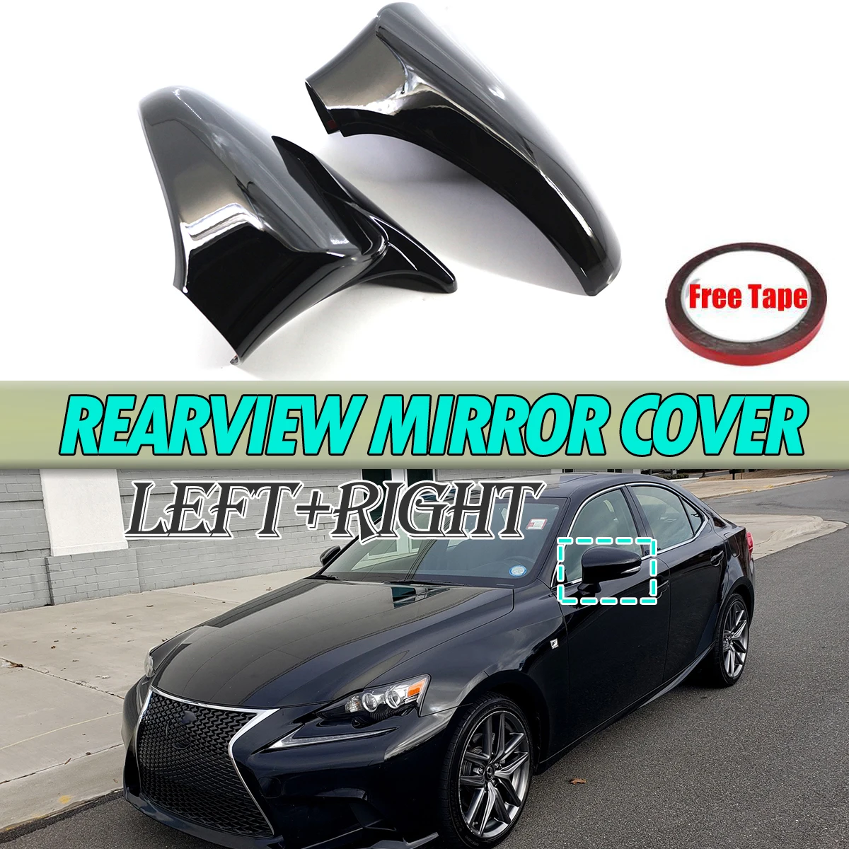 CarRearviewMirrorCoverRearViewCapGlossyBlackforLexusGS250