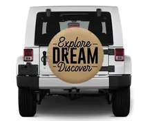 

Spare Tire Cover Beige, Explore Dream Discover, Jeep Tire Cover Tan, Car accessories, Road Trip Accessories, Jeep Accessories