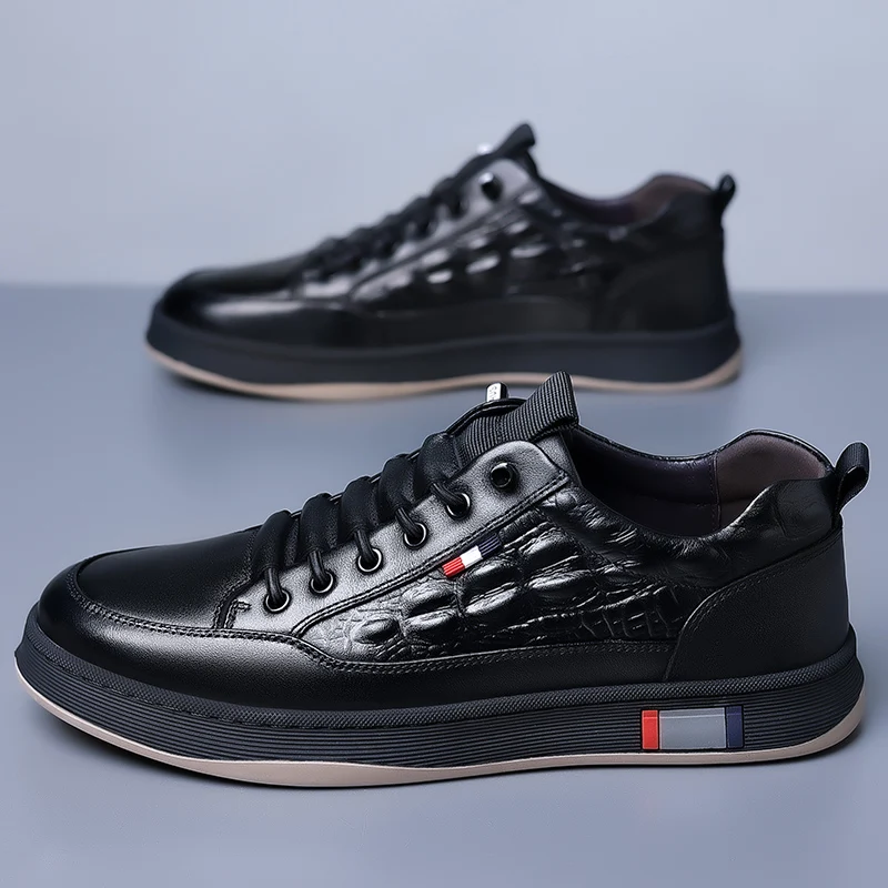 Herren Leder Sneaker, Vulkanisierte Freizeitschuhe Zum Laufen_voghion.com