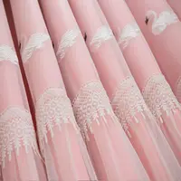 Princess Style Hollowed Out Star Double Layered Curtain Swan Embroidery Curtain for Children's Bedroom 1