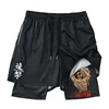 Anime Attack on Titan 2 in 1 Gym Workout Shorts for Men Quick Dry Stretchy Athletic Compression Shorts Fitness Running Jogging 3