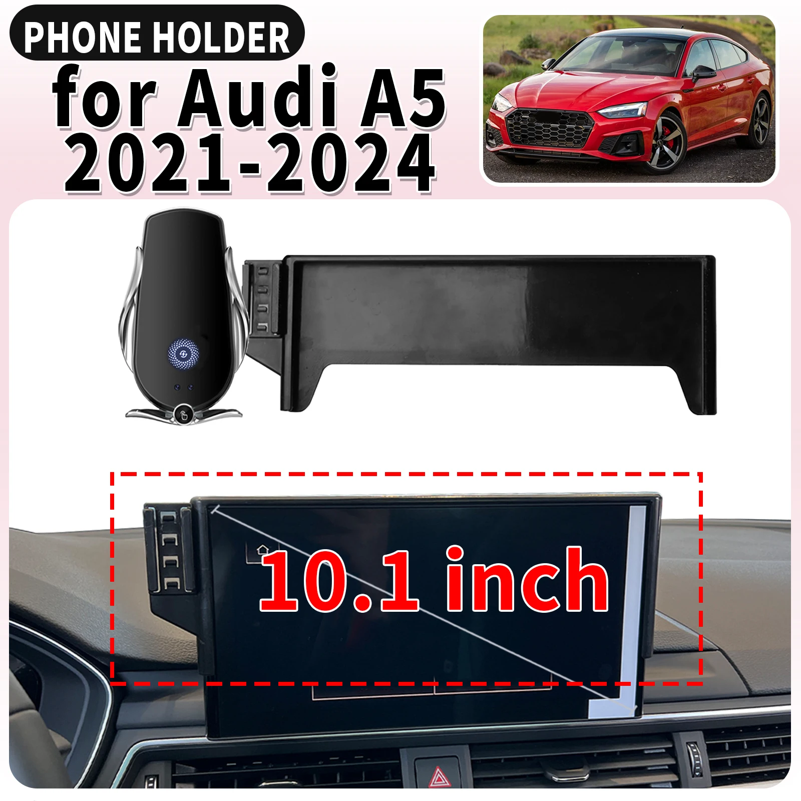 아우디 A5 2021-2023 2024 10.1인치용 ? ? 스크린 베이스 마운트 휴대폰 홀..