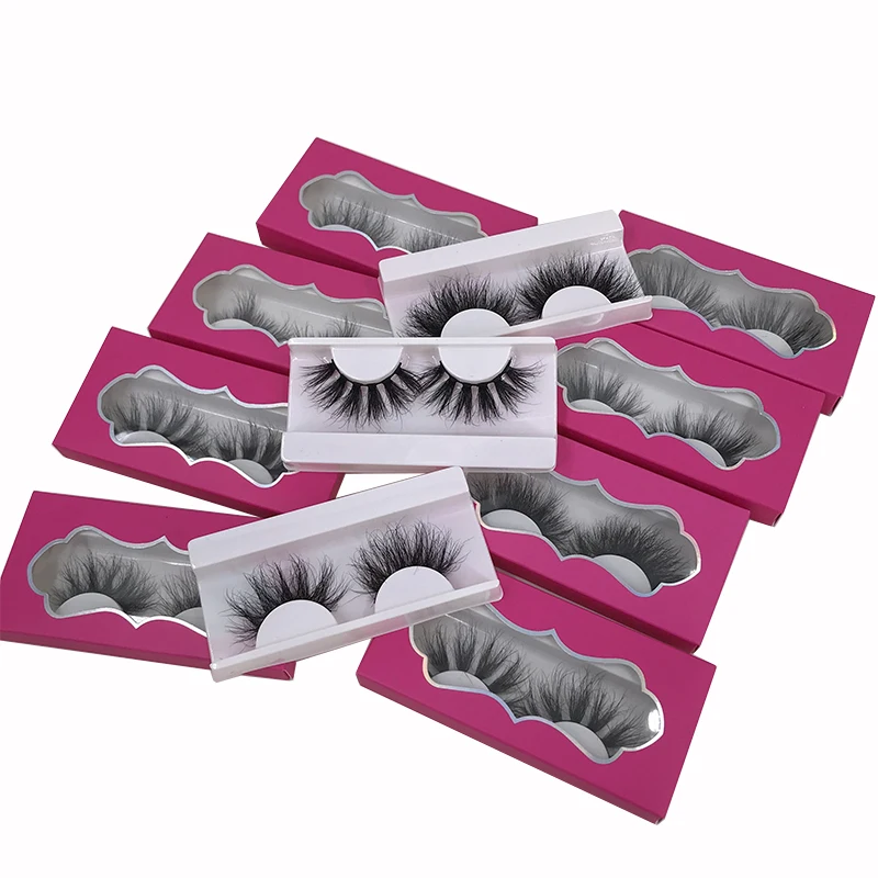 

Wholesale 25mm Mink Lashes Dramatic Fluffy Mink Eyelashes with Free Pink Cloud Lash Packaging Box