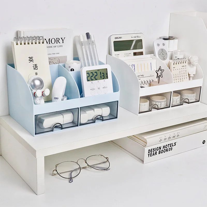 

Desk Stationery Makeup Cosmetics Plastic Classified Storage Organizer Boxes Office Accessories School Supplies Large Capacity