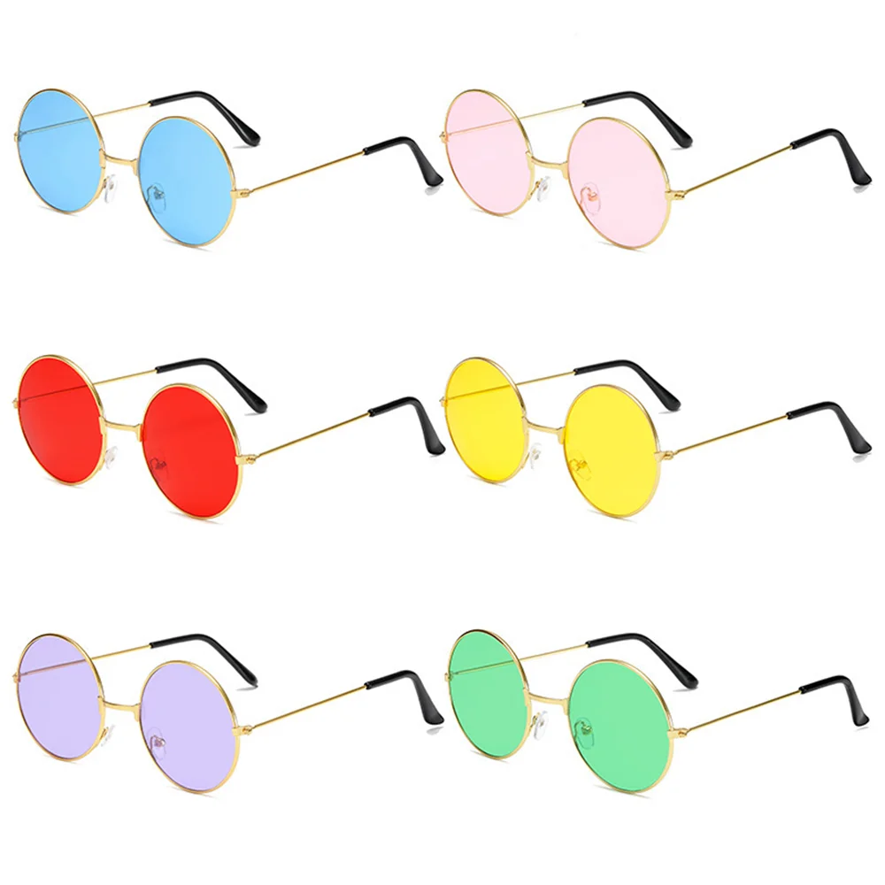 Retro Round Sunglasses Woman Man Party Eyewear Colored Shades Brand Designer Sun Glasses For Male Female Alloy Frame_voghion.com