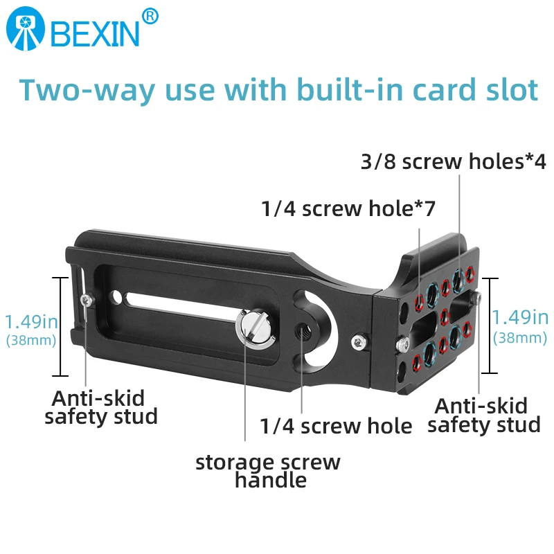 BEXIN L130-50C Foldable Universal Camera L Bracket Shot Quick Release L Plate 1/4 In Screw Compatible Arca Swiss Vertical Video - 4
