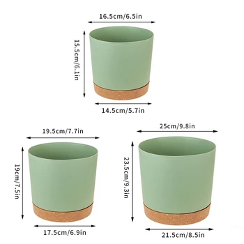 Plant Pot Circular Large Flowerpot Plastic Indoor Plants Succulent Planter with Drainage Bonsai Potted with Tray Home Decoration 6