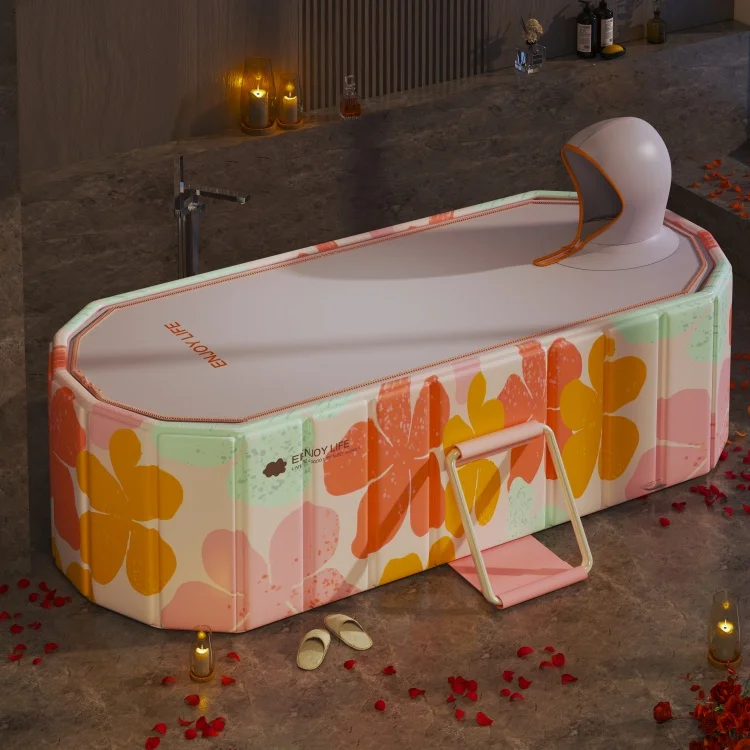 Valentine's Day Gift pink Couple Bathtub, Portable Bathtub, Easy to Fold