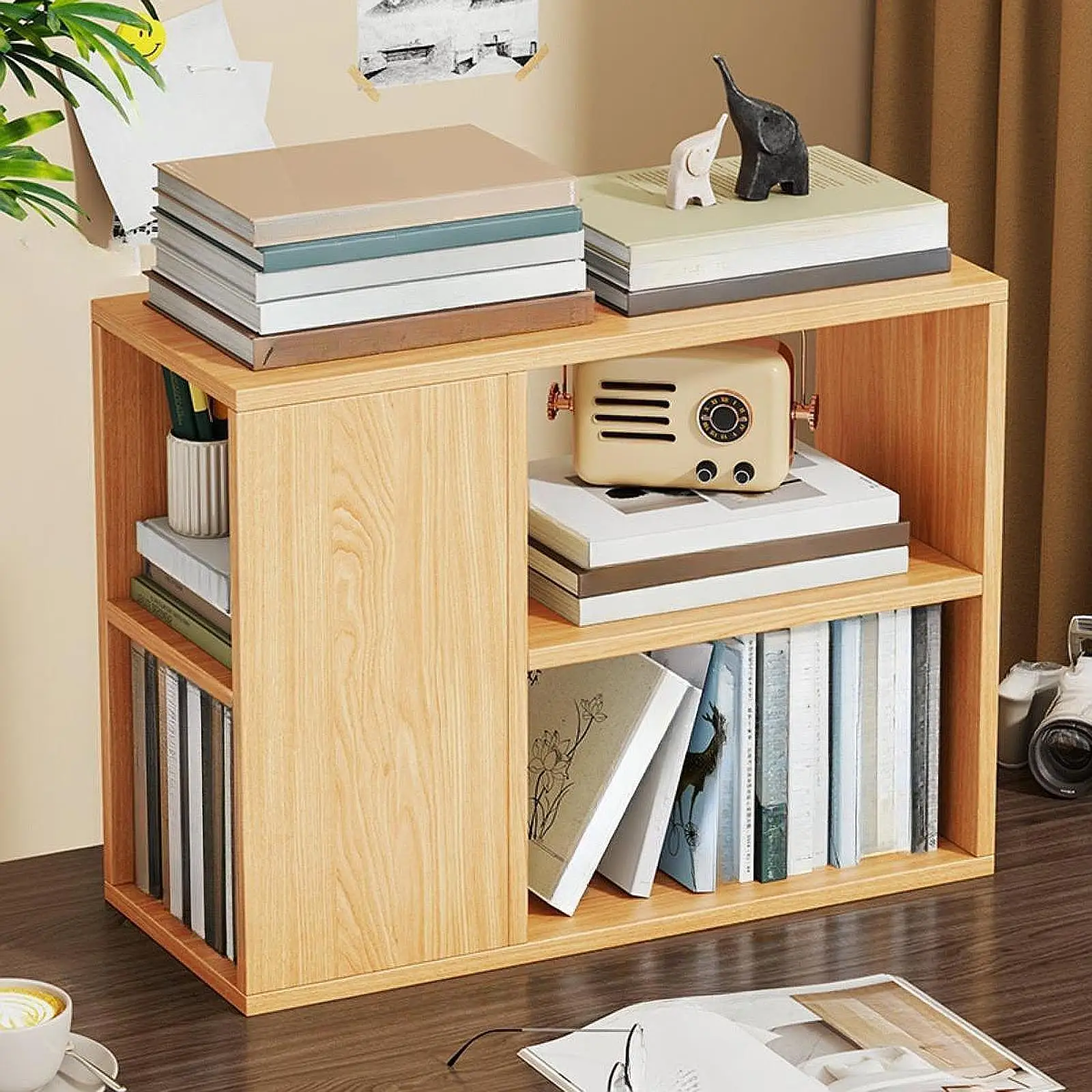 Small Book Shelf Organizer for Home 2 Tier Office Supplies Literature Holder