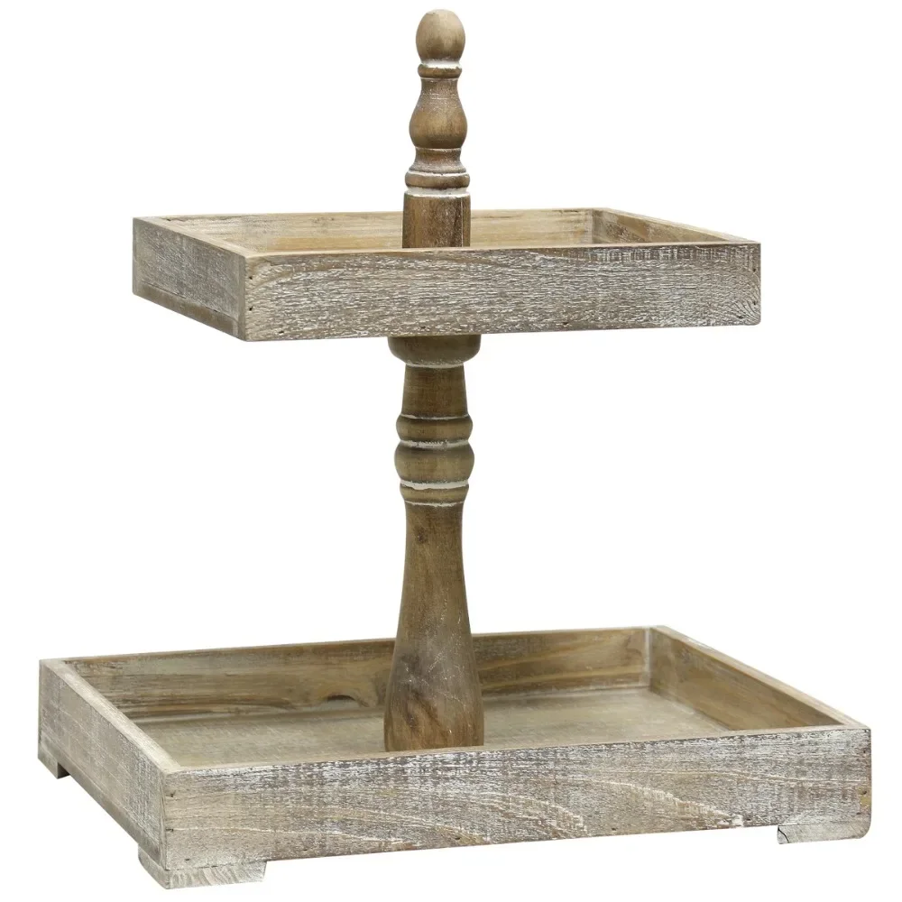 

Distressed Wood Rectangular Tiered Wood Tray