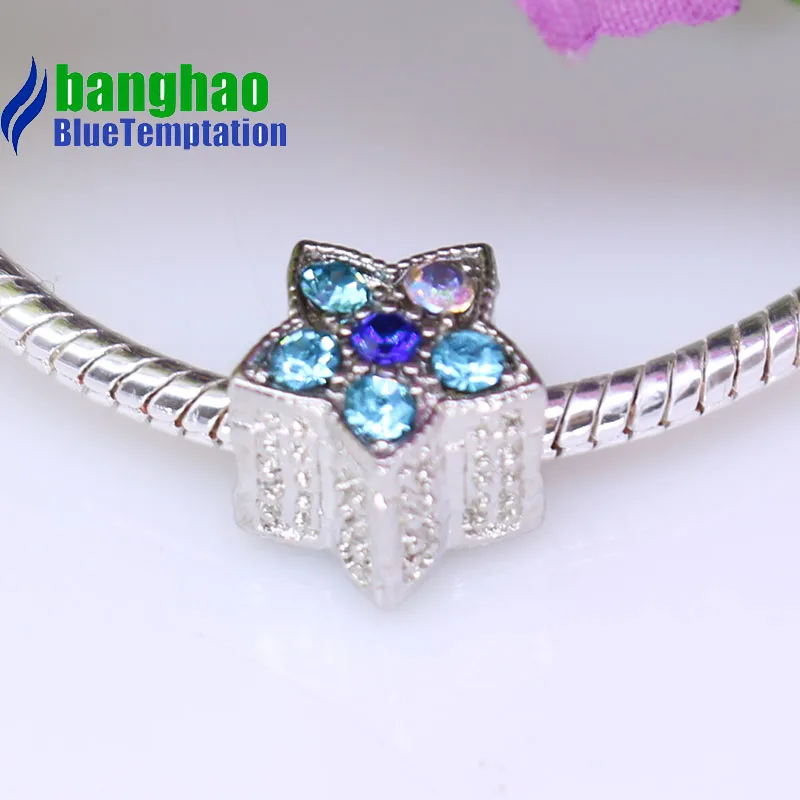 Wholesale DIY Fashion crystal Five stars Charm for making accessories for jewelry alloy pendants bracelets beads CTB750