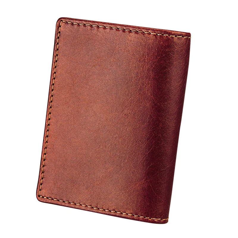 Fashion Mens and Womens Genuine Leather ID Case Business Card Holder RFID Anti-theft Small Wallet Credit Card Holder