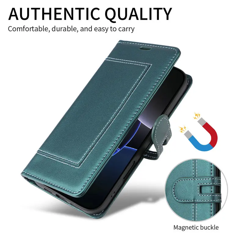 Luxury RFID Leather Flip Wallet Cover - Premium Book-Style Protective Case