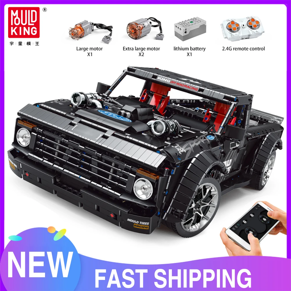 Mould King 13082 Technical Car Toys The Remote Control MOC-34316 F-150 Pick-up Truck Building Block Brick Kids Christmas Gift