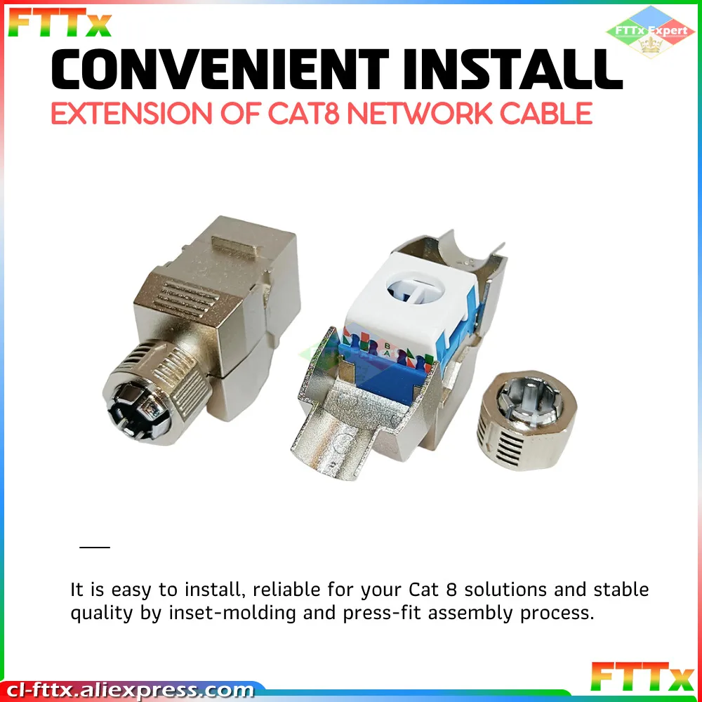 50 шт./Лот, экранированный сплав CAT8, 180 градусов, FTP Keystone Jack, винтовой стиль, экранированный RJ45 40G, без инструментов CAT7/8/6A, общий модуль