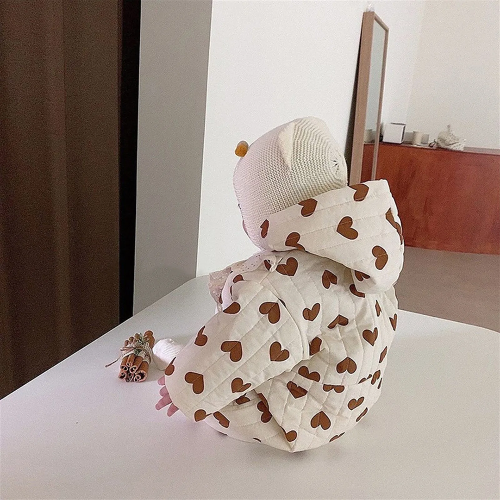 Newborn Infant Baby Girls Winter Warm Thick Plaid Cotton Long Sleeve Padded Romper Jumpsuit Clothes Coat Toddler Girls Coats