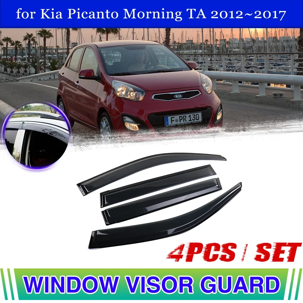 Car Window Visor for Kia Picanto Morning TA 2012~2017 2013 2014 Vent Door  Smoke Awning Rain Eyebrow Cover Deflector Accessories