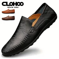 CLOHOO Men's Business Casual Shoes Leather Stitching Comfortable Breathable Rubber Bottom Second Layer Cowhide