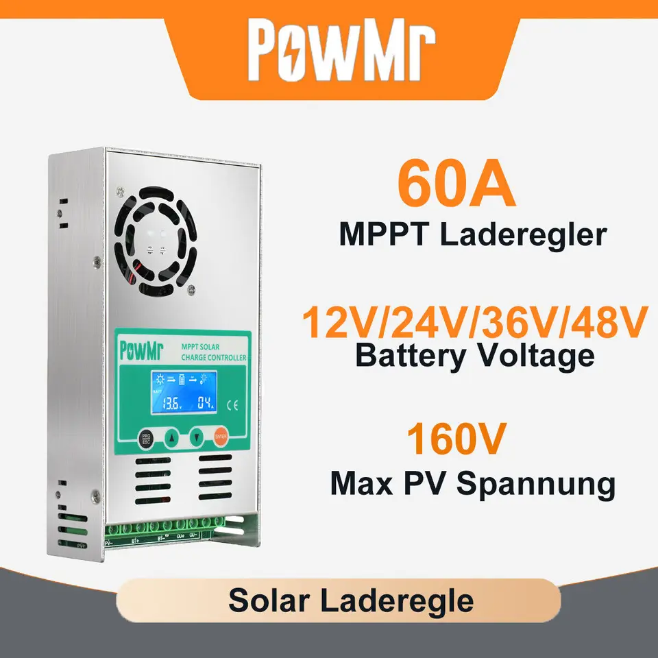 PowMr 60A Solar Laderegler 12V 24V 36V 48V Solar Charge