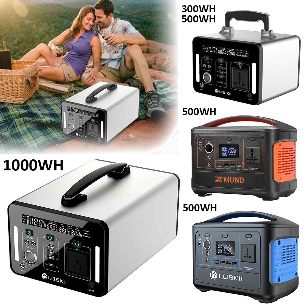 1000Wh Portable Solar Generator Power Station Solar 270000mAh Outdoor