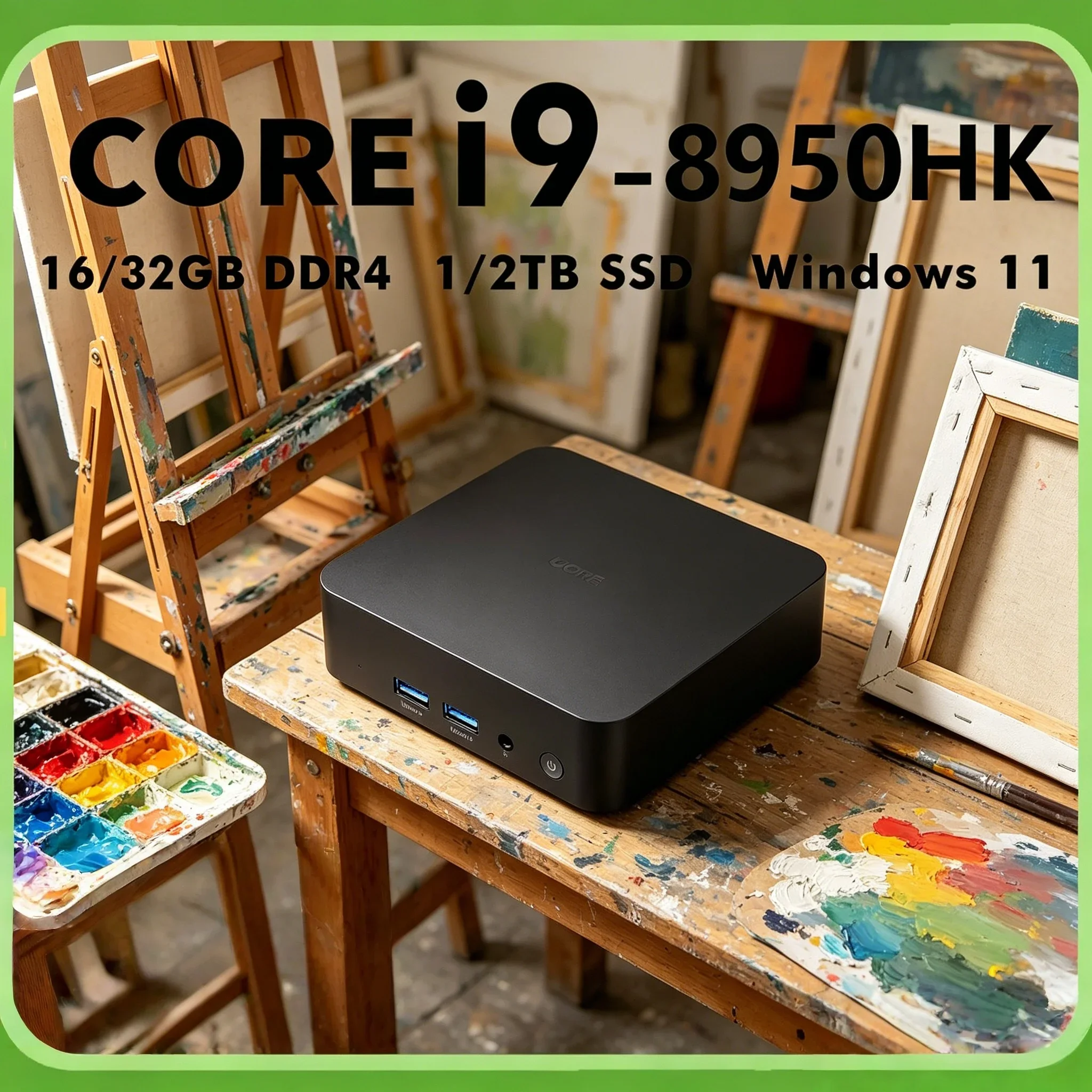 코어 I9 8950HK, 넉넉한 16GB SSD, 윈도우11 프로, WiFi6 블루투스 5.2를 탑재한 다기능 미니 데스크탑 호스트