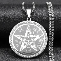 Collier amulette pentagrammaton pour femmes et hommes, en acier inoxydable, Talisman juif israélien, chaîne de pentacle, bijoux NZZZ499S02 2