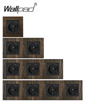 Wood Design EU Socket Wallpad Aluminium Satin Metal Panel Smart Home 1 2 3  Schuko Power 110V-240V AC Wall Outlets 1