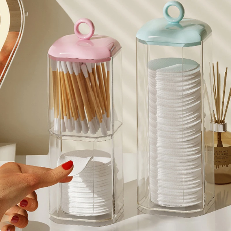 Cotton Stick Storage Box Makeup Organizer Container Cosmetic Storage Jar Round Holder Cotton Pads Jewelry Storage Case With Lid 5