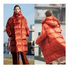

Высококачественная Дизайнерская Женская куртка AW 2023 из белого гусиного пуха, женская модная теплая куртка для тяжелой промышленности, свободная куртка с капюшоном, 90%