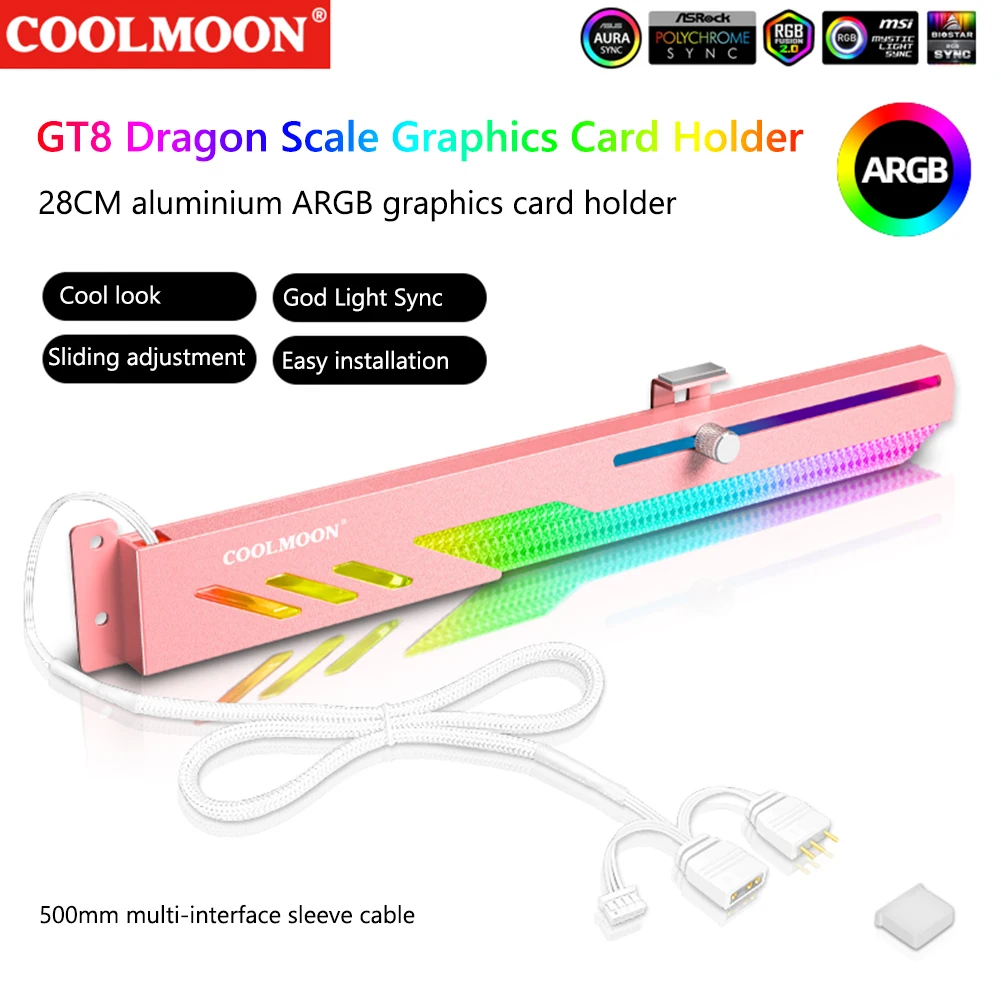 

COOLMOON RGB GPU Bracket Horizontal Colorful Bracket Computer Graphics Video Card Stand GPU Holder Video Card Support Holder