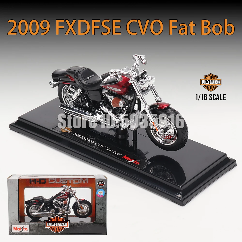MAISTO HARLEY DAVIDSON 2009 FXDFSE CVO FAT BOB moto 1:18 série 42 bleu