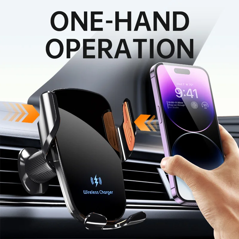 Wireless Fast Charging Car Phone Holder with Manual Clamping