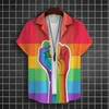 Summer Oversized Romantic Rainbow Pattern Shirt For Men Fashion Short Sleeve Digital Print Tee Shirts Top Mens Hawaiian Shirt 6