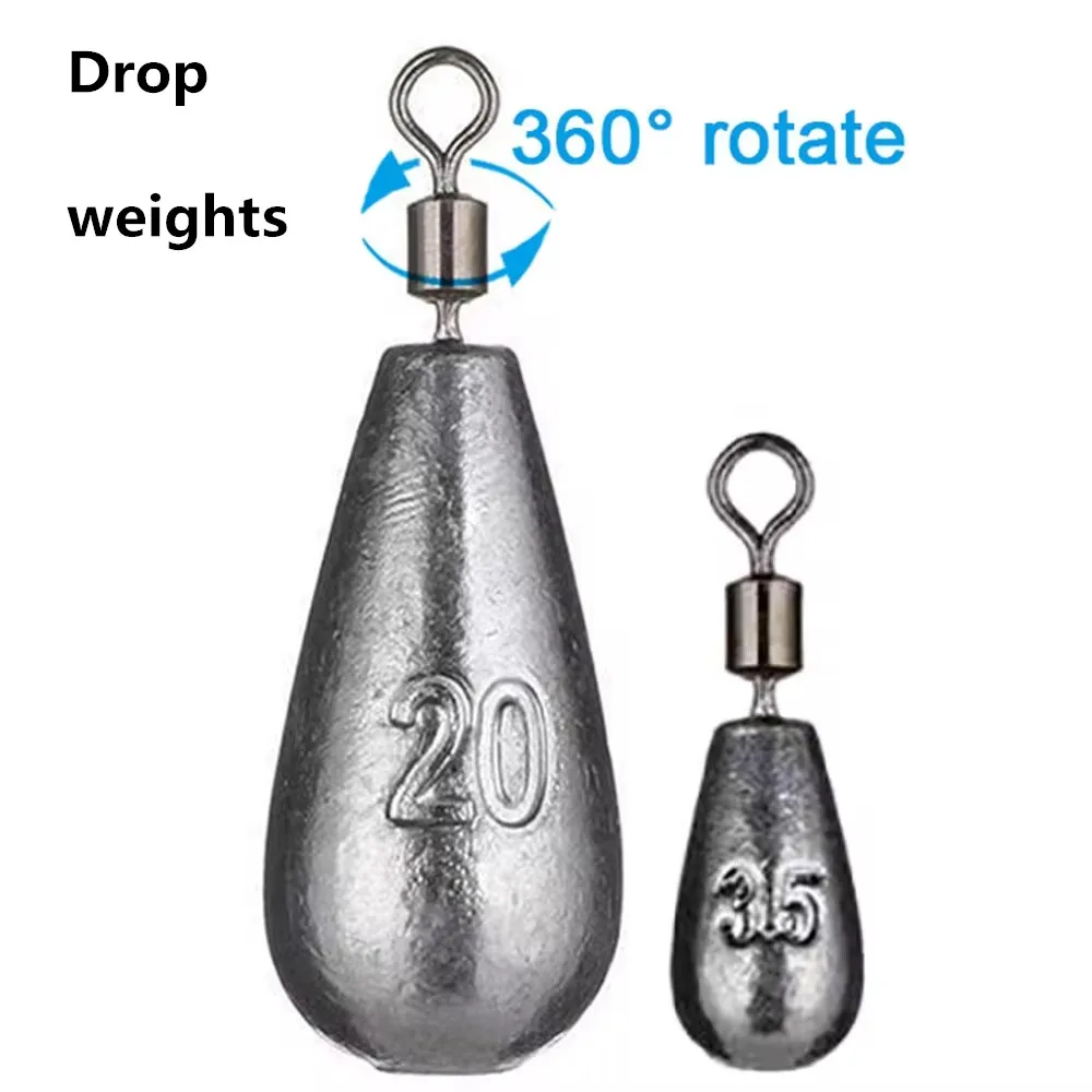 15 plombs goutte d'eau 3.5g à 20g pour pêche verticale et mer kit d'accessoires métalliques de pêche