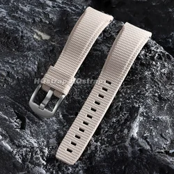 Premium Curved End FKM Rubber Watch Strap - Quick Release Bracelet for Men and Women (Multiple Sizes Available) (White)