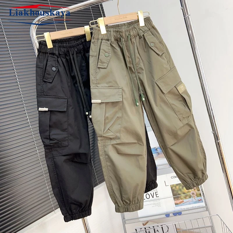Cargo Pants For Boys Spring Autumn Children Trousers Casual Kids Streetwear Pants For 110-170cm