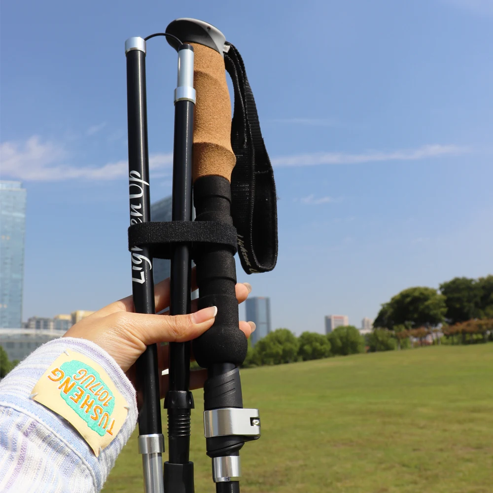LIGHTEN UP Ultralight Trekking Poles Walking Sticks Hiking Canes Folding Aluminum Carbon Fibre Walking Pole Nordic Walking Stick 5