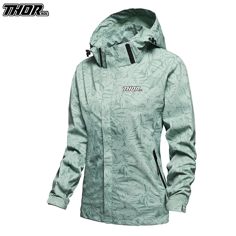 THORSOL Classic Black Cycling Jacket Women Windproof Mountain Bike Windbreaker Hooded Bicycle MTB Clothing Fietskleding Dames
