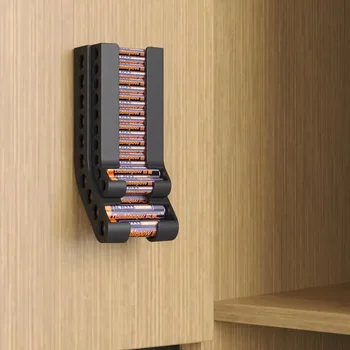 Organizzatore di accumulo di batterie AA e AAA Combo Portabatterie piccolo Supporto da parete Contenitore per dispenser di batterie per batterie 10AAA e 10AA