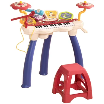 2 in 1 Kids Piano Keyboard with Drum Set 32-Key Electronic Musical Instrument with Multiple Sound Lights Microphone for Girl Boy 1