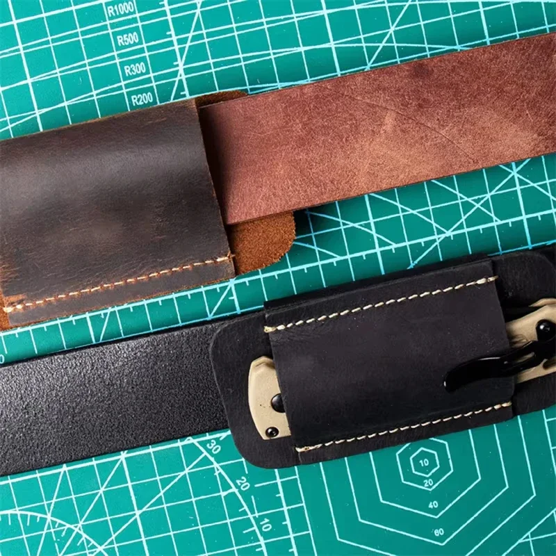 Outdoor Tactic Leather Knives Sheaths EDC Leather Sheath for Folding Knives Carrier Mini Flashlight Holster