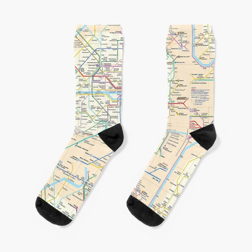 

Paris City Metro Map, France Socks colored Stockings compression Sports floor Man Socks Women's