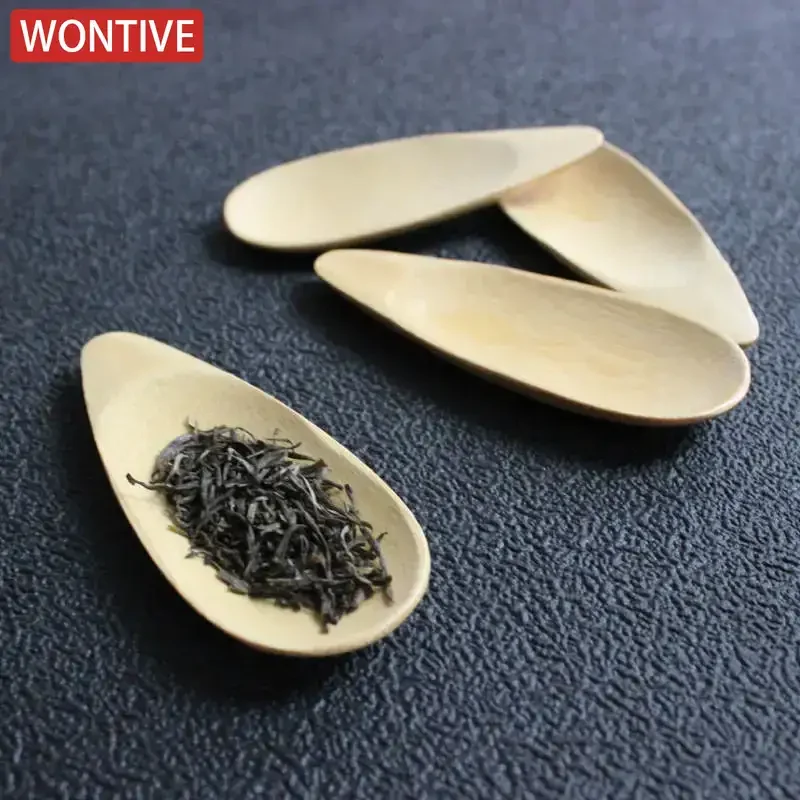 1-3pcs Bamboo Tea Scoops Kung Fu Tea Spoon saucer Black Green Shovel Kitchen home afternoon tea tableware Gift Friends tea spoons