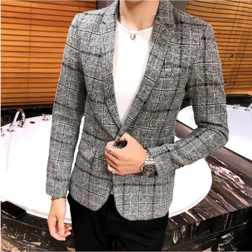 Men's Blazer Fashion Spring Summer Clothing Male Suit Jacket Gradient Color Casual Slim Fit Fancy Party Singer Blazzer Coat 2
