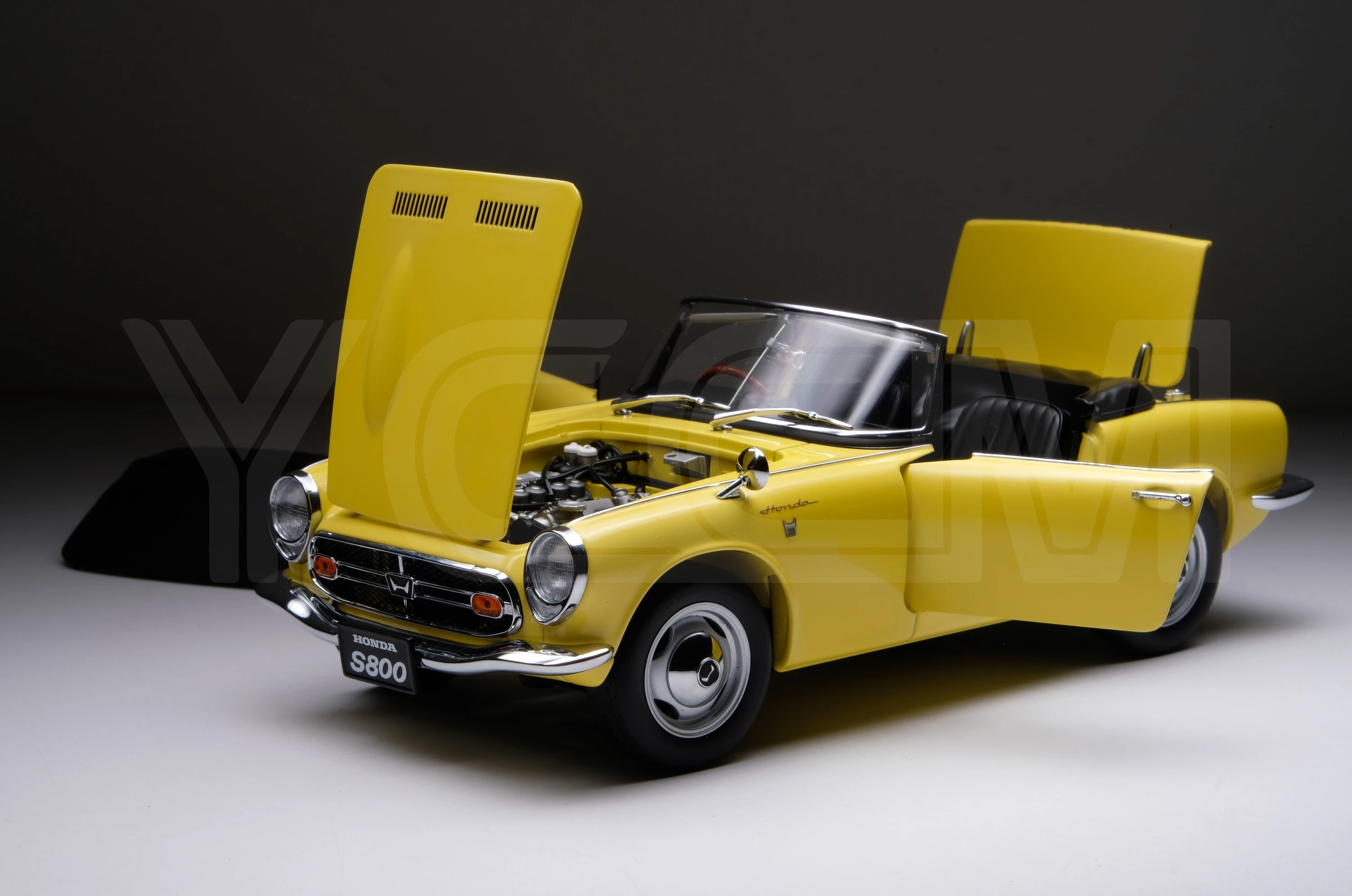 Autoart-モデル: HONDA S800車,黄色のjdm,限定版,樹脂合金スタティック